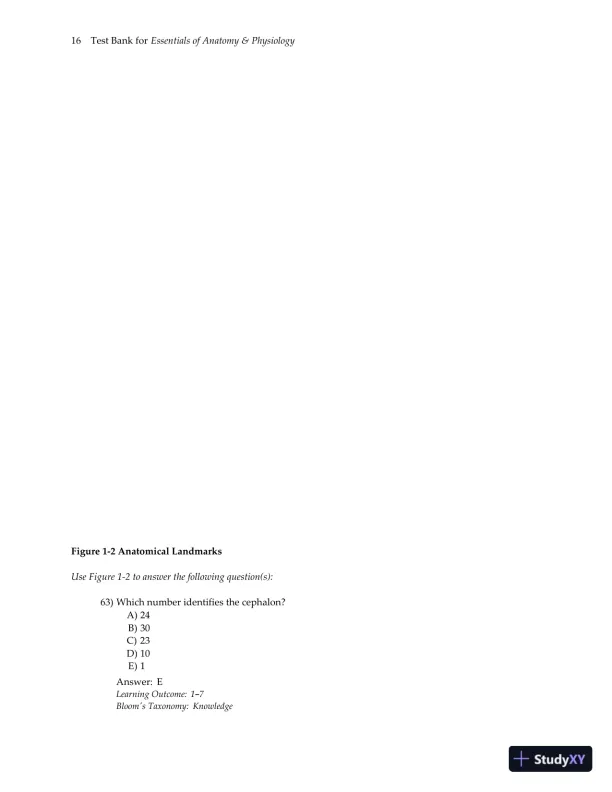Test Bank for Essentials of Anatomy and Physiology , 7th Edition - Page 19 preview image