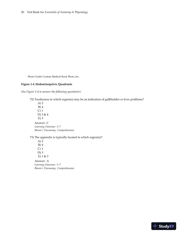 Test Bank for Essentials of Anatomy and Physiology , 7th Edition - Page 23 preview image