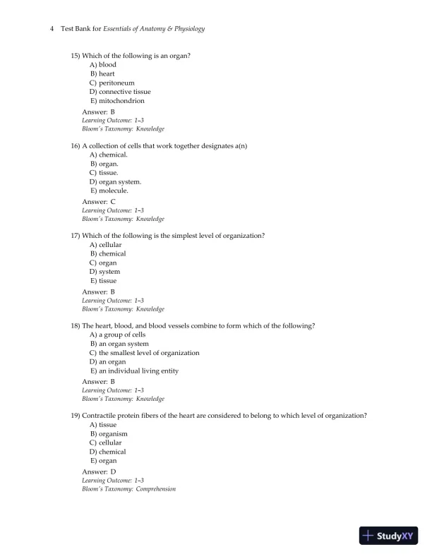 Test Bank for Essentials of Anatomy and Physiology , 7th Edition - Page 7 preview image