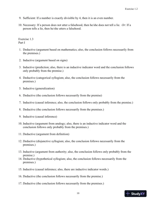 Solution Manual for Logic: The Essentials, 1st Edition - Page 11 preview image