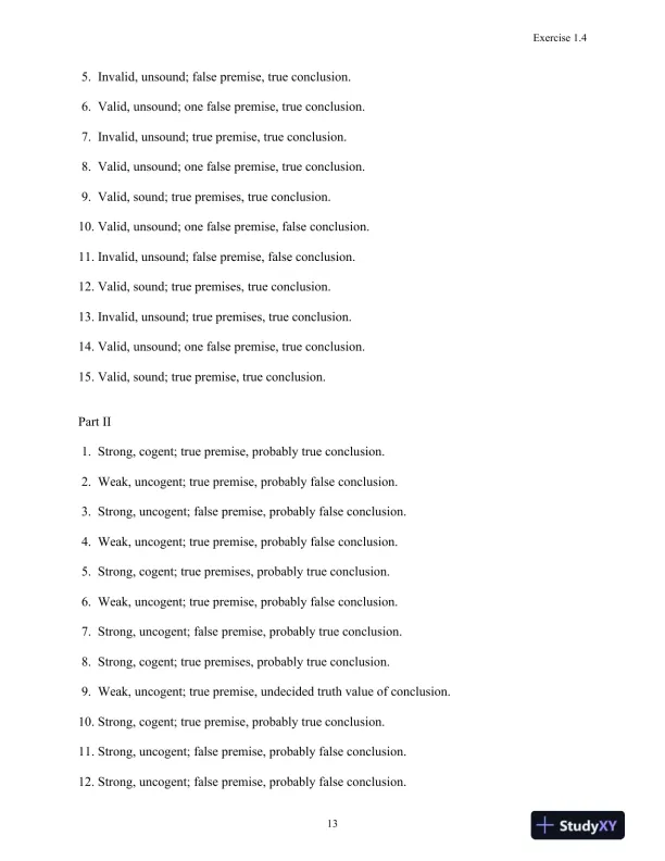 Solution Manual for Logic: The Essentials, 1st Edition - Page 14 preview image
