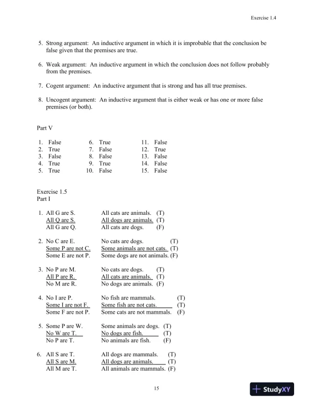 Solution Manual for Logic: The Essentials, 1st Edition - Page 16 preview image