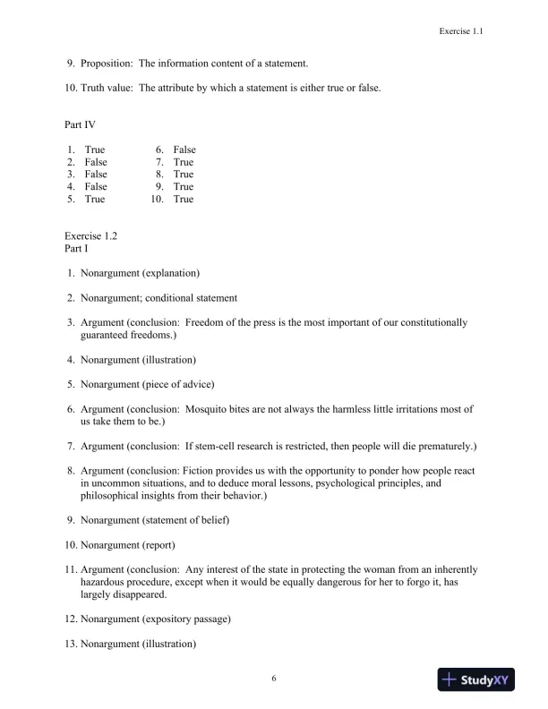 Solution Manual for Logic: The Essentials, 1st Edition - Page 7 preview image