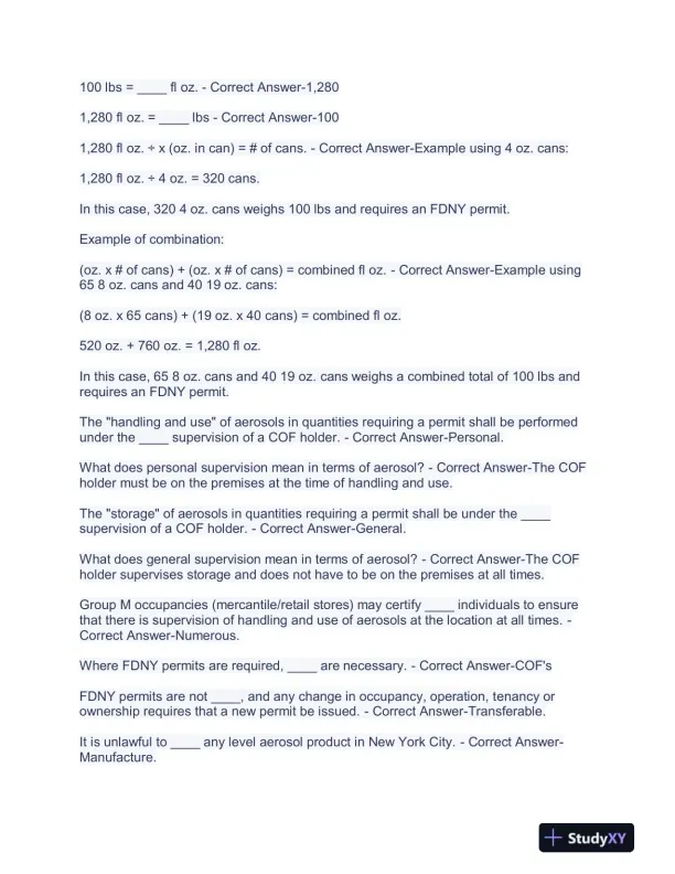 2023 A49 Others Supervision Of Storage Aerosol Exam With Answers (112 Solved Questions) - Page 3 preview image