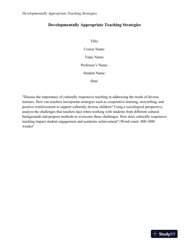 Developmentally Appropriate Teaching Strategies - Page 1 preview image