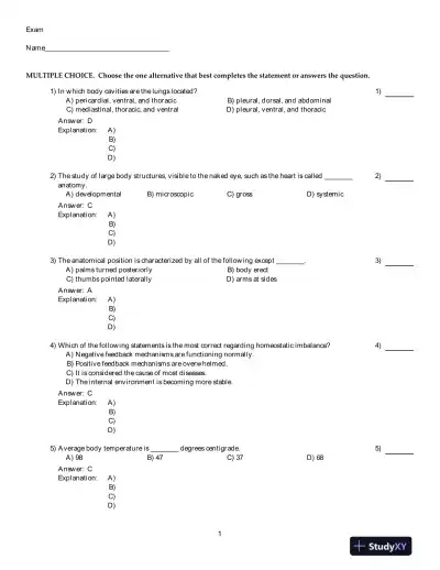 Human Anatomy And Physiology, 9th Edition Test Bank - Page 1 preview image
