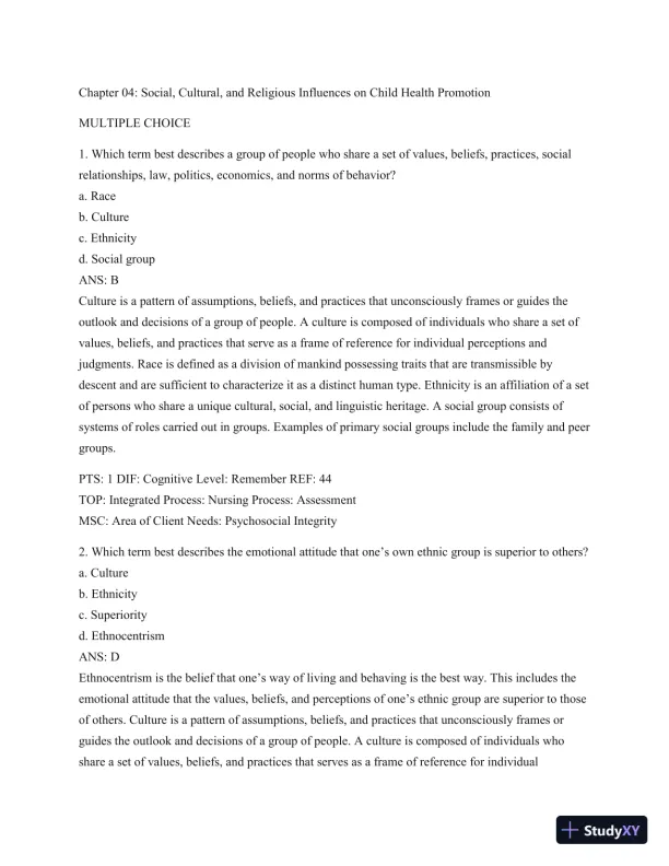 Test Bank For Wong's Essentials Of Pediatric Nursing, 9th Edition - Page 24 preview image