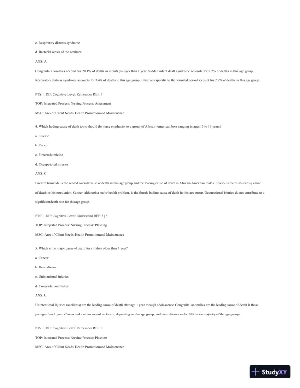 Test Bank For Wong's Essentials Of Pediatric Nursing, 9th Edition - Page 3 preview image