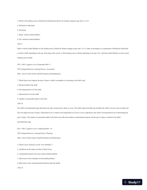 Test Bank For Wong's Essentials Of Pediatric Nursing, 9th Edition - Page 4 preview image