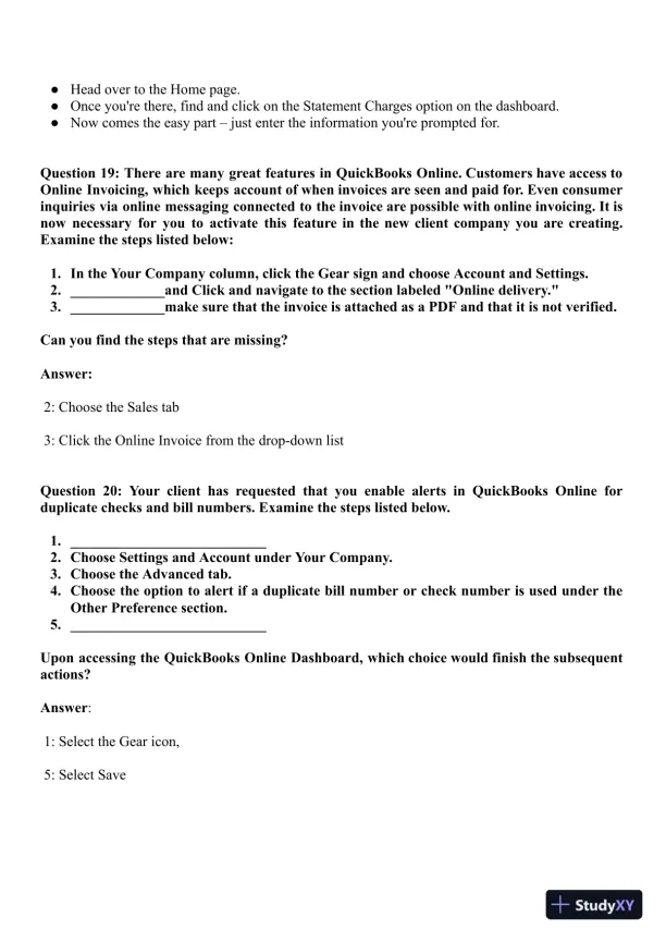 QuickBooks Accounts Certification Exam With Answers (163 Solved Questions) - Page 6 preview image