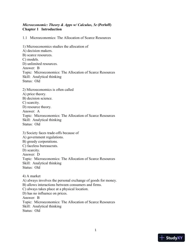 Test Bank for Microeconomics: Theory And Applications With Calculus , 5th Edition - Page 3 preview image