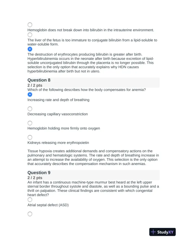 2022 NR507 Pathophysiology Final Exam With Answers (75 Solved Questions) - Page 5 preview image