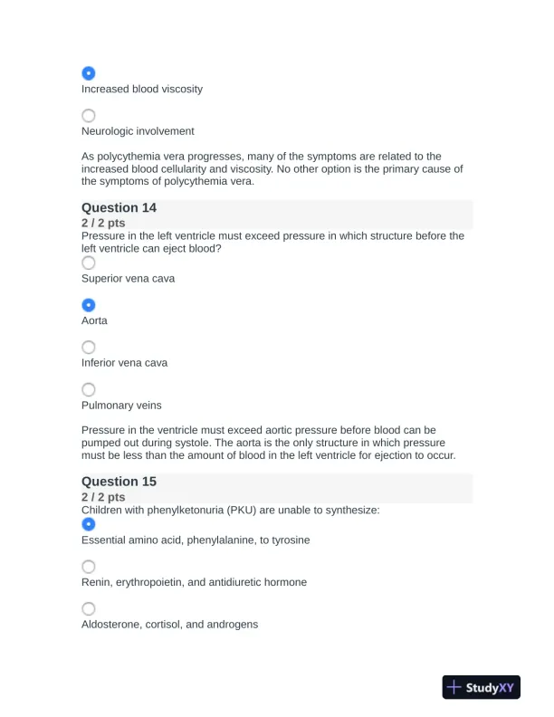 2022 NR507 Pathophysiology Final Exam With Answers (75 Solved Questions) - Page 8 preview image