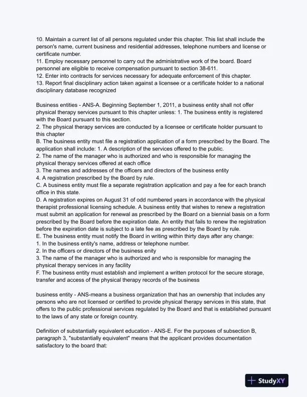 AZ PT Law Jurisprudence Exam With Answers (39 Solved Questions) - Page 4 preview image