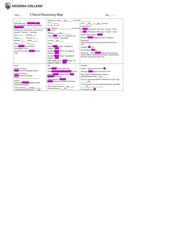 Newborn Assessment Critical Thinking Map - Page 3 preview image
