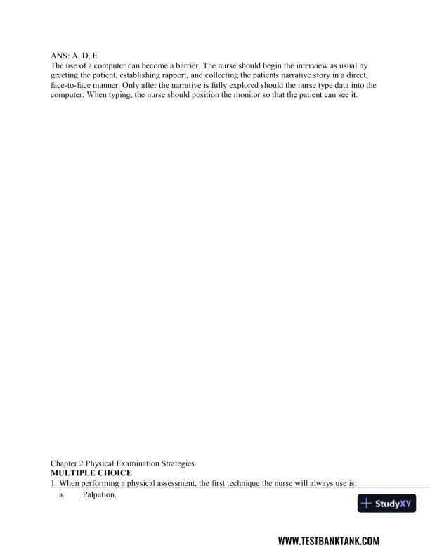 Advanced Health Assessment and Diagnostic Reasoning, 3rd Edition Test Bank - Page 14 preview image
