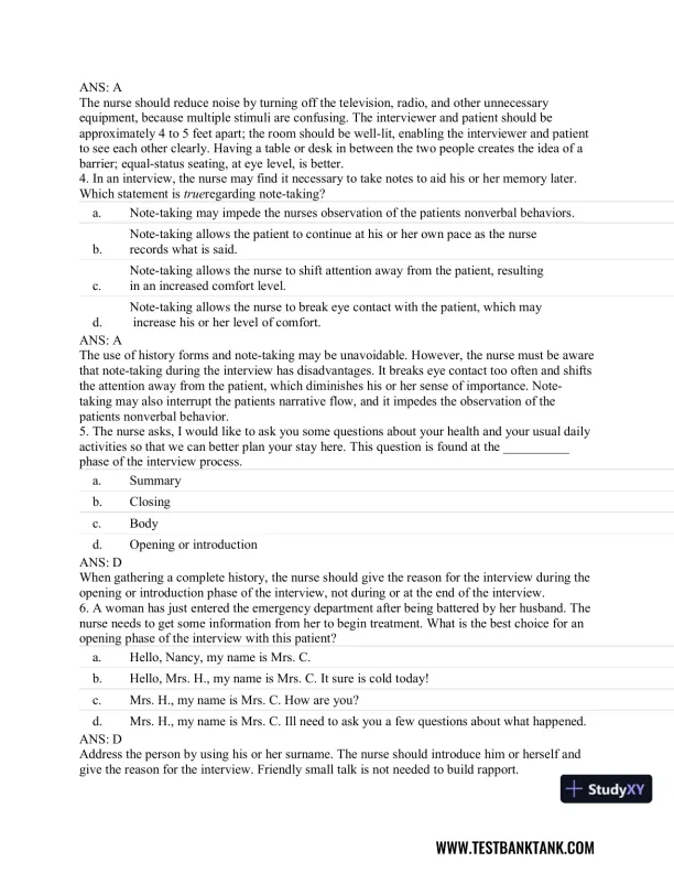 Advanced Health Assessment and Diagnostic Reasoning, 3rd Edition Test Bank - Page 3 preview image