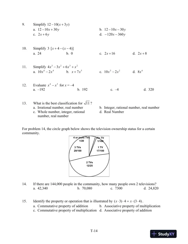 Test Bank for Introductory and Intermediate Algebra for College Students, 6th Edition - Page 15 preview image