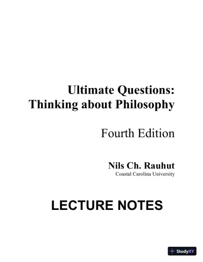 Lecture Notes For Ultimate Questions: Thinking about Philosophy, 4th Edition - Page 1 preview image