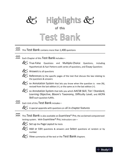 Cengage Advantage Books: Essentials of the Legal Environment, 4th Edition Test Bank - Page 1 preview image