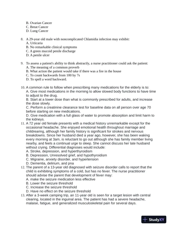 Quizlet Nursing Diagnosis Practice Exam With Answers (85 Solved Questions) - Page 3 preview image