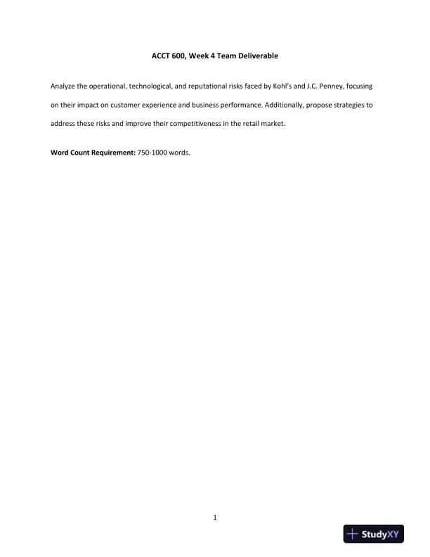 ACCT 600, Week 4 Team Deliverable - Page 1 preview image