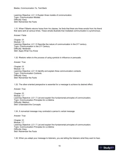 Test Bank for Communication: Principles for a Lifetime, 7th Edition - Page 12 preview image