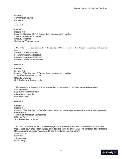 Test Bank for Communication: Principles for a Lifetime, 7th Edition - Page 7 preview image