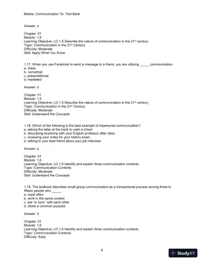 Test Bank for Communication: Principles for a Lifetime, 7th Edition - Page 8 preview image
