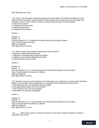 Test Bank for Communication: Principles for a Lifetime, 7th Edition - Page 9 preview image