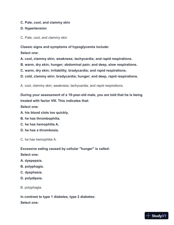 2024-2025 West Coast EMT Block Exam #3 with Answers (183 Solved Questions) - Page 16 preview image