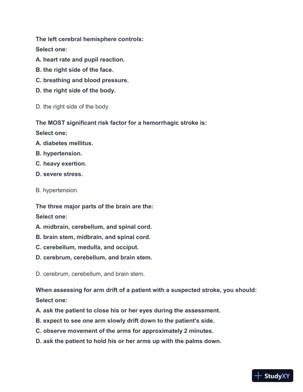 2024-2025 West Coast EMT Block Exam #3 with Answers (183 Solved Questions) - Page 4 preview image