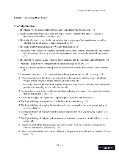 The Moral of the Story: An Introduction to Ethics 7th Edition Test Bank - Page 1 preview image