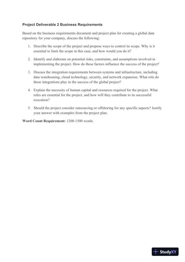 Project Deliverable 2 Business Requirements - Page 1 preview image