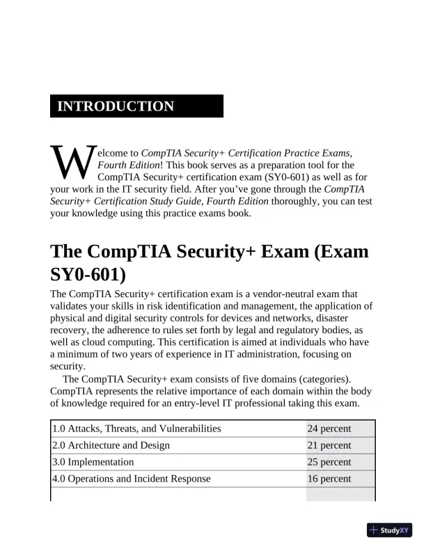 CompTIA Security+ Certification SY0-601 Practice Exams, 4th Edition (2021) - Page 13 preview image
