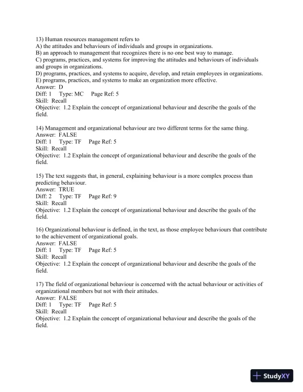 Organizational Behaviour: Understanding and Managing Life at Work 7th Edition Test Bank - Page 12 preview image