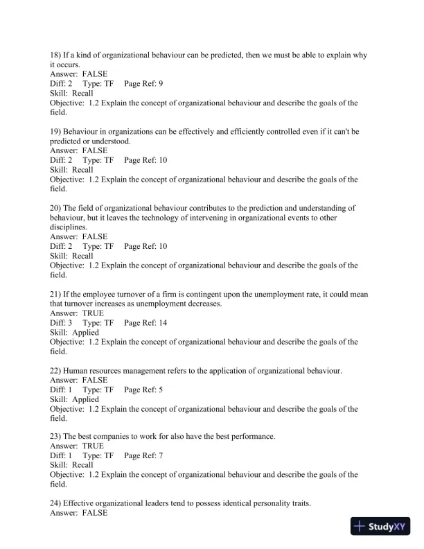Organizational Behaviour: Understanding and Managing Life at Work 7th Edition Test Bank - Page 13 preview image