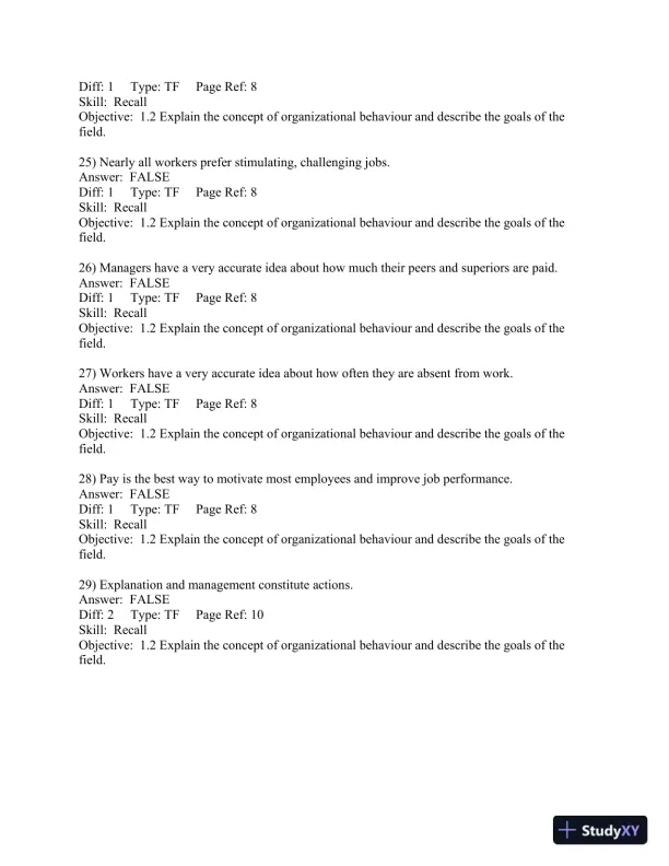 Organizational Behaviour: Understanding and Managing Life at Work 7th Edition Test Bank - Page 14 preview image