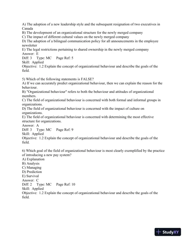 Organizational Behaviour: Understanding and Managing Life at Work 7th Edition Test Bank - Page 9 preview image