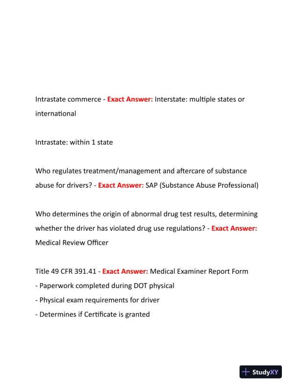 2022-2024 NRCME Pharmacology Review Questions With Answers (96 Solved Questions) - Page 3 preview image