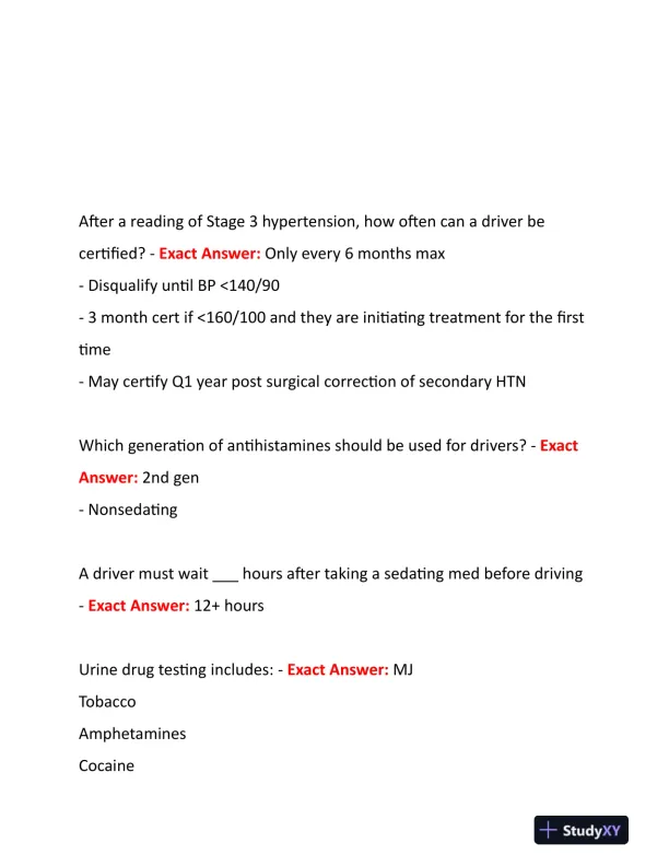 2022-2024 NRCME Pharmacology Review Questions With Answers (96 Solved Questions) - Page 7 preview image