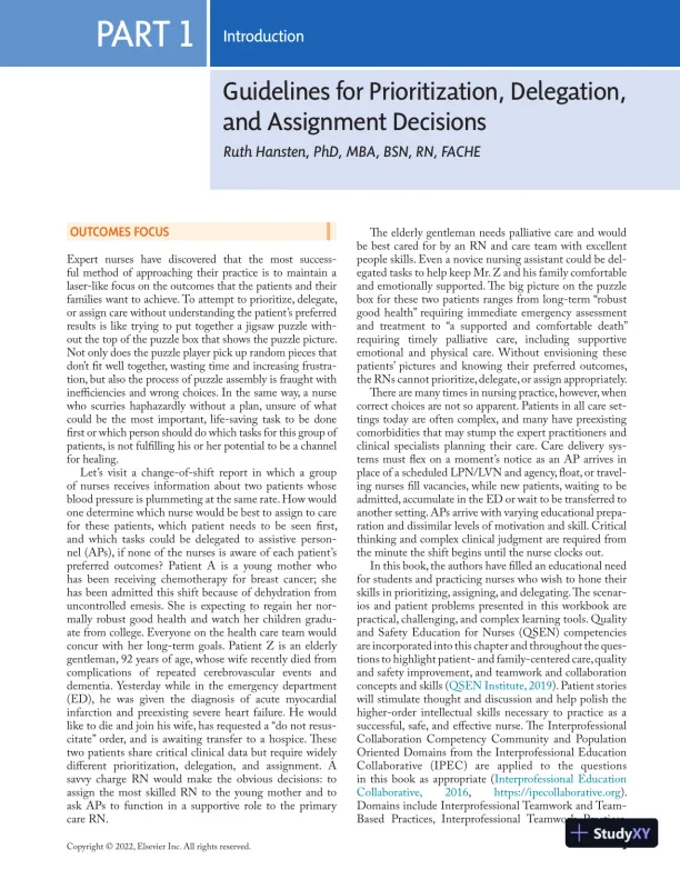 Prioritization, Delegation, and Assignment: Practice Exercises for the NCLEX-RN® Examination (2021) - Page 12 preview image