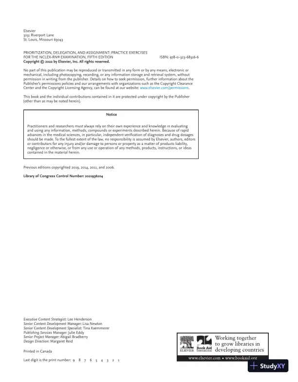 Prioritization, Delegation, and Assignment: Practice Exercises for the NCLEX-RN® Examination (2021) - Page 7 preview image