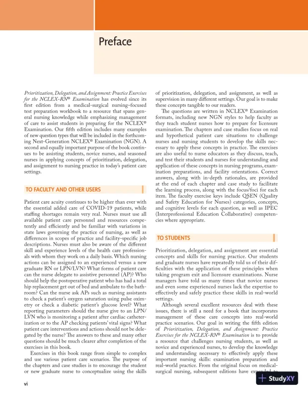 Prioritization, Delegation, and Assignment: Practice Exercises for the NCLEX-RN® Examination (2021) - Page 9 preview image