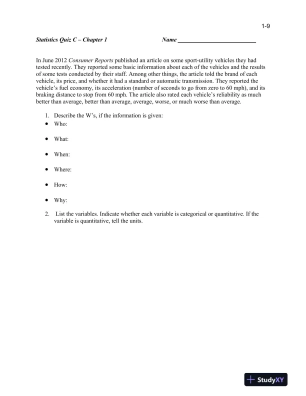 Test Bank for Intro Stats, 4th Edition - Page 12 preview image