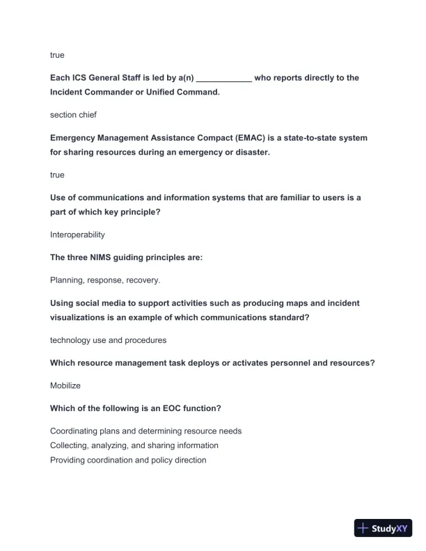 2024-2025 FEMA IS 700b Practice Exam with Answers (58 Solved Questions) - Page 3 preview image