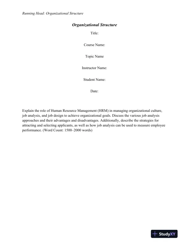 Human Resource Management: Enhancing Organizational Culture, Job Design, and Performance through Effective Practices - Page 1 preview image