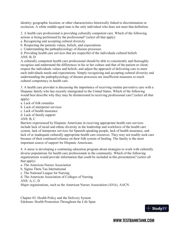 Health Promotion Throughout the Life Span 9th Edition Test Bank - Page 13 preview image