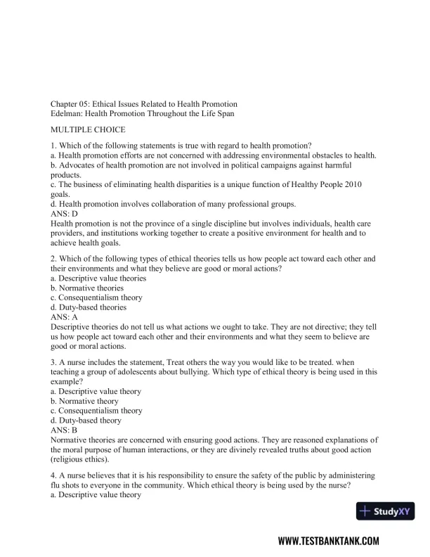 Health Promotion Throughout the Life Span 9th Edition Test Bank - Page 26 preview image