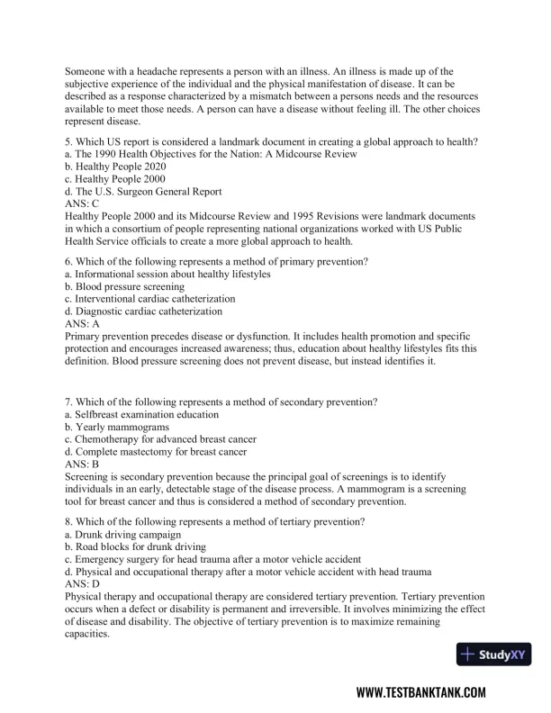 Health Promotion Throughout the Life Span 9th Edition Test Bank - Page 3 preview image